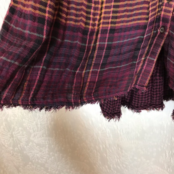 Free People Come On Over Oversized Plaid Size M - Picture 7 of 8